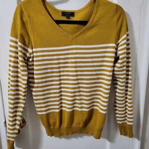 Chocolate V neck yellow mustard sweater
